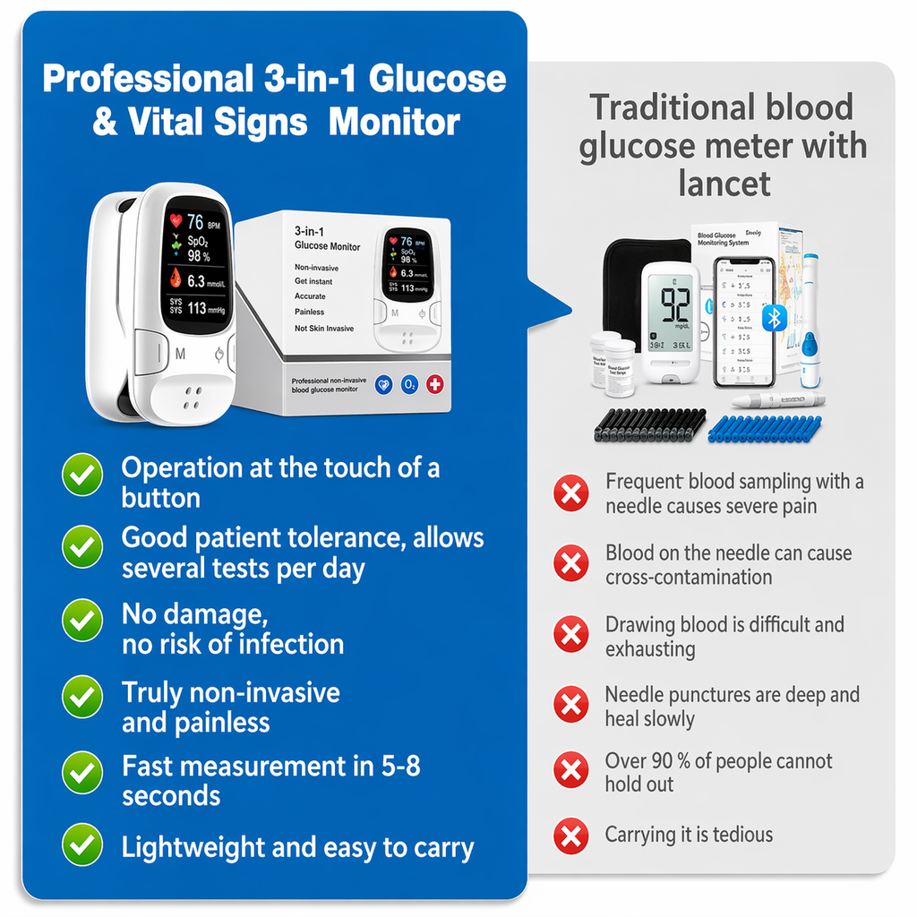 Professional 3-in-1 Glucose & Vital Signs Monitor